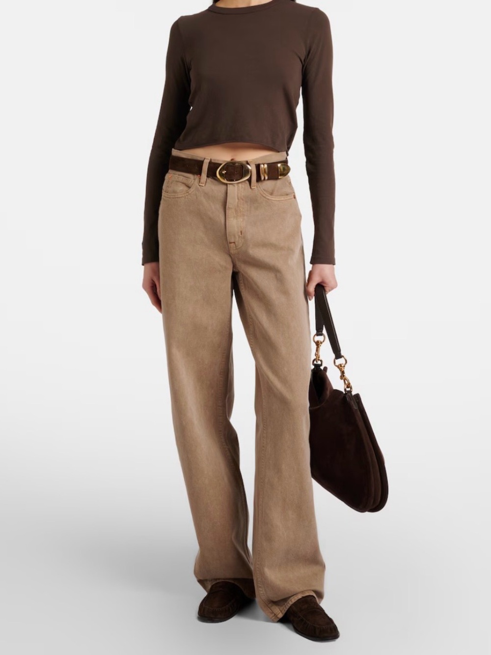 Cuts Women's Chocolate Brown Long Sleeve Tomboy Cotton Tee Size Medium
